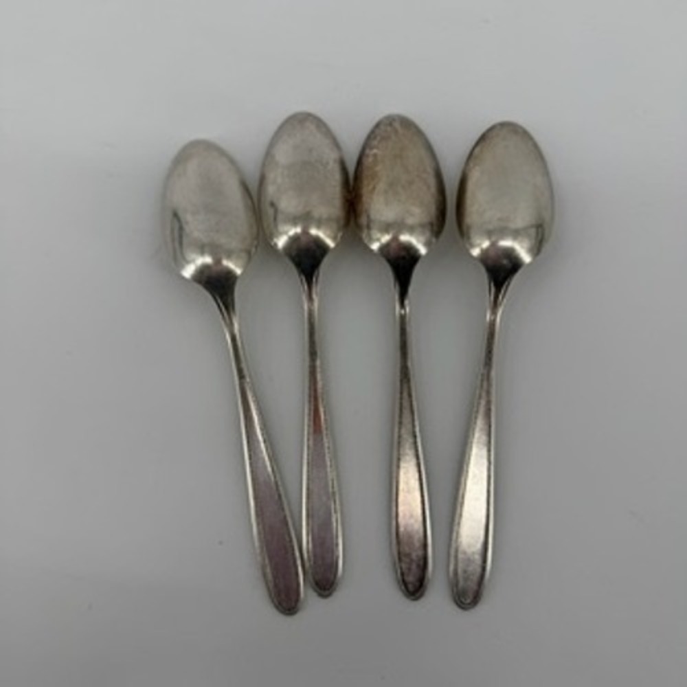 Oneida Grosvenor Community Plate Silver Plate Teaspoons Set of 4 Art Deco 6" - Picture 3 of 5